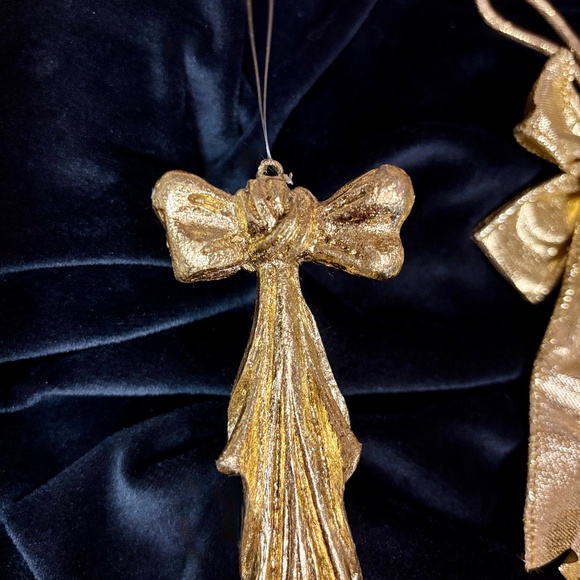 🎄SALE Elegant Gold Bow Ornaments, Crystal Glitter Victorian, Christmas - Picture 9 of 11